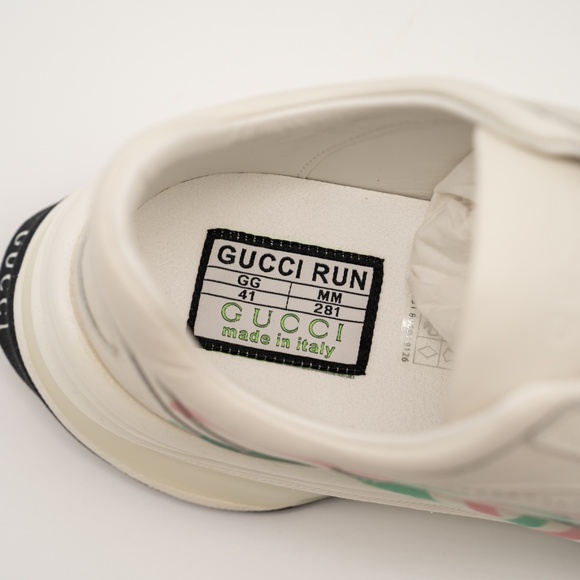 size 41eu 11 us Gucci Run Sneaker White Pink Turquoise Leather GG - Picture 11 of 13